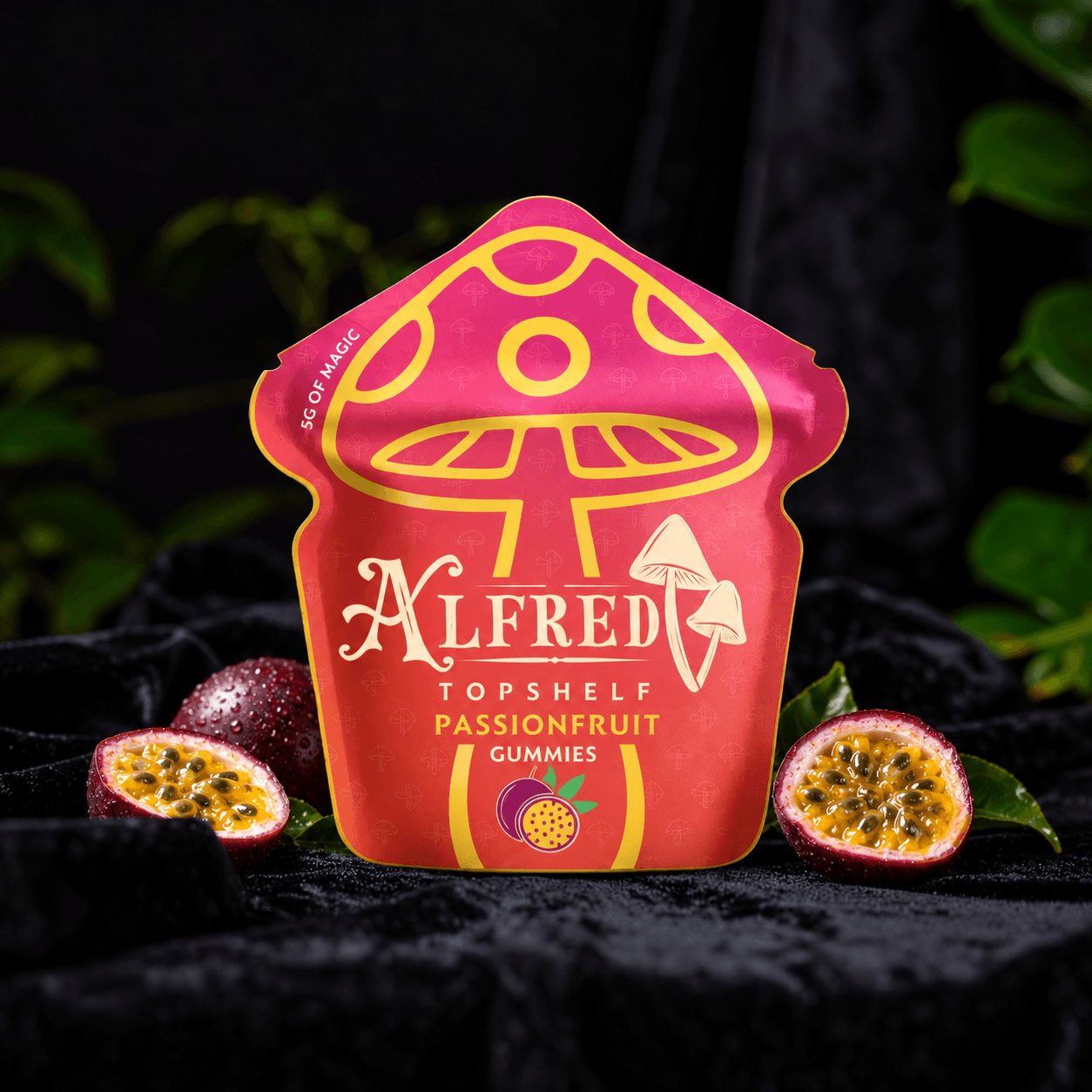 Alfred Passionfruit Gummies in Moody Rainforest Light